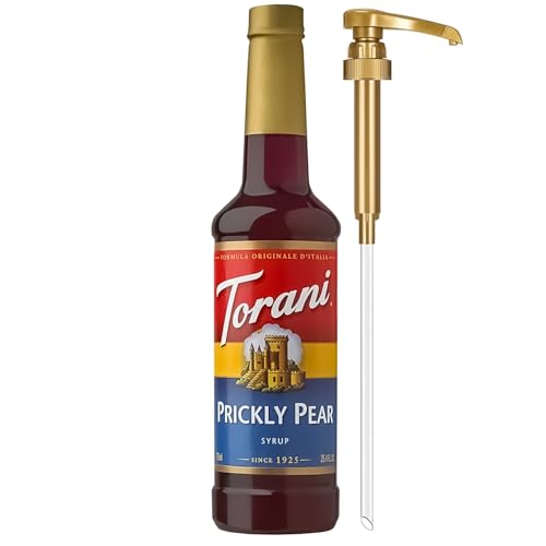 Image of Torani Prickly Pear Syrup for Drinks, Flavoring for Iced Tea, Lemonade, Sodas, and Cocktails, Pump Included, 25.4 Oz