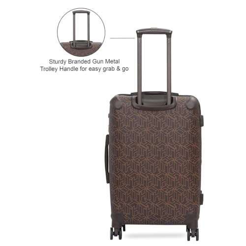 Image of Tommy Hilfiger Jazz Mid Soft Luggage - Brown |Check-in Trolley Bag with TSA Lock | 360 Spinner Double Wheels | Telescopic Handle | Expandable | Polyester Shell Suitcase | 76L Capacity | 67cm