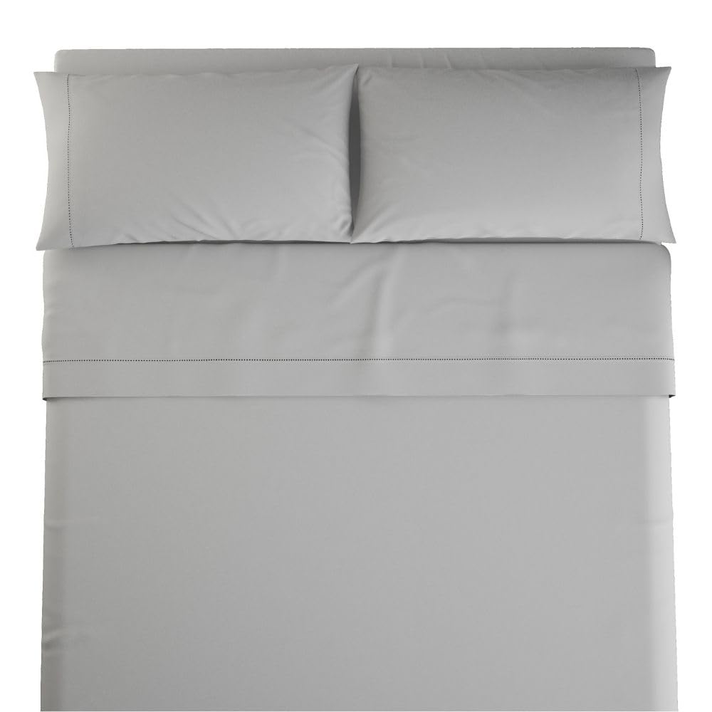 L'ANTICO ARCOLAIO - Completo Lenzuola Matrimoniali 100% Cotone Italiano, Set Anallergico e Antiacaro, Federe Cuscini Incluse, Qualità e Manifattura Made in Italy Certificata (Grigio)