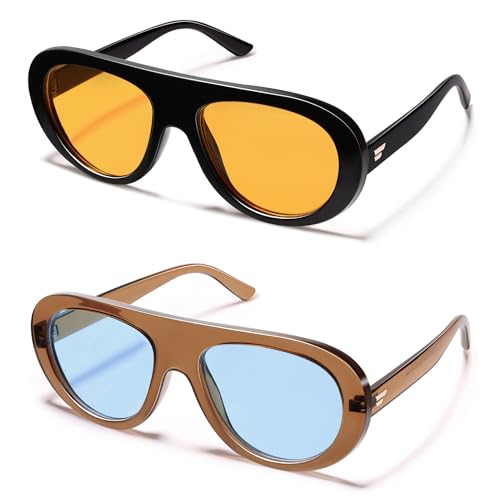 Image of VANLINKER Oversized Retro Aviator Sunglasses for Women Men Chic 70s Vintage Style Trendy 2026 Chunky Sun Glasses VL9865