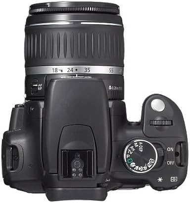 Canon Rebel XT DSLR Camera, top view with lens