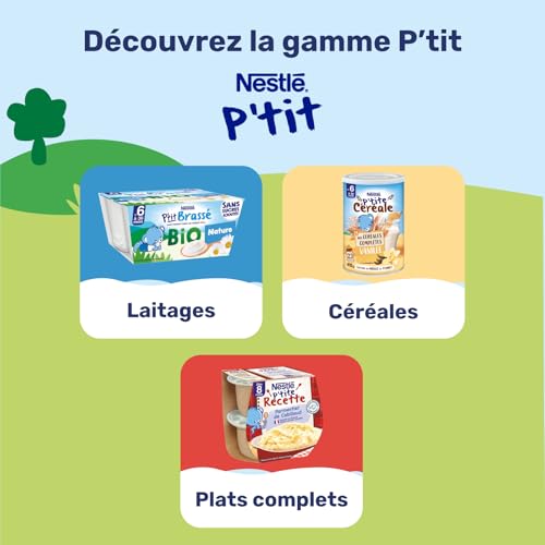 Nestlé Bébé - P'tit onctueux Croissance mini nature - dès 6 mois - 6 x 50g (Lot de 3)