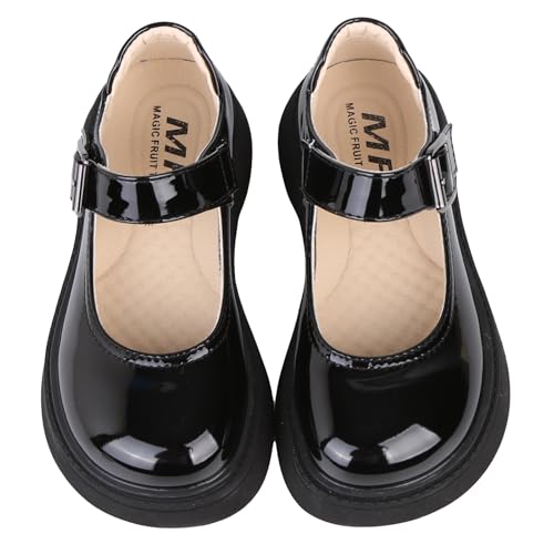 WUIWUIYU Girls School Uniform Dress Shoes Platform Costume Round-Toe Shiny Mary Janes Back-to-School Flats3