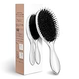 ヘアブラシ 【3層構造 柔らかいブラシピン 頭皮マッサージ】binoa イオンケアブラシ 枝毛防止 くし髪の毛 サラサラ 静電気防止ヘアブラシもつれ解消 速乾設計&乾湿両用 髪通りなめらか スカルプブラシ 男女両用 シルバー 高級のある電気メッキ背板・クラシック 高密度毛ブラシ・エルゴノミクス楕円形デザイン 女性 誕生日 プレゼント