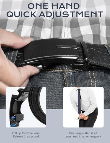 Ratchet Belts for Men, Dress Ratchet Belt Genuine Leather 1 3/8", Mens Belt with Automatic Alloy Buckle4
