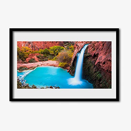 Affiche encadrée montagnes et cascade Tulup 60x40 cm avec cadre MDF pour salon