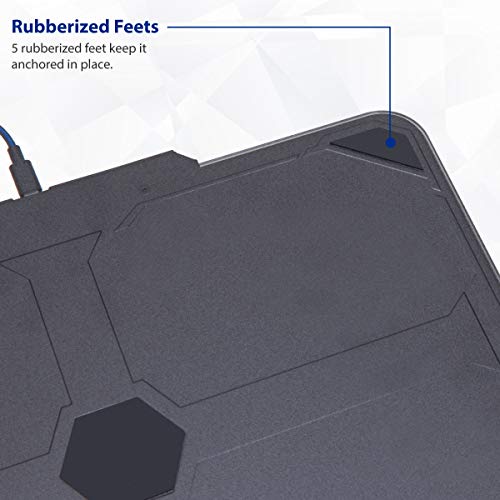Image of Large RGB LED Gaming Mouse Pad Hard Micro Texture Surface -7 Light Up Modes - Mouse Bungee Cable Manager Holder Attachment - PC; Mac; Linux