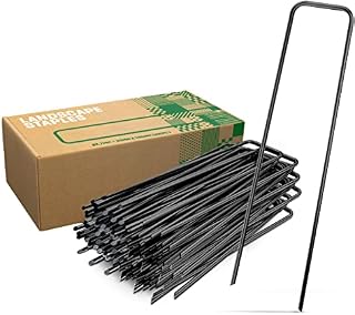 GardenGloss® Landscape Staples Made of Steel non-galvanized (100pcs) - Strong Garden Pegs Stakes for Weed Control Membrane, Netting and Fence - Ground Stakes 6 Length, 1 Width, Ø 0.11