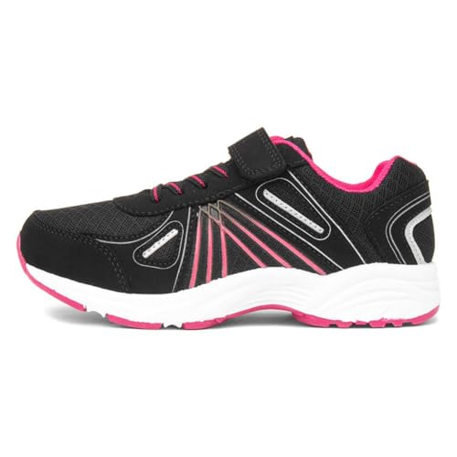 XL Yukon Kids Black & Pink Easy Fasten Trainer - Size 2 UK - Black