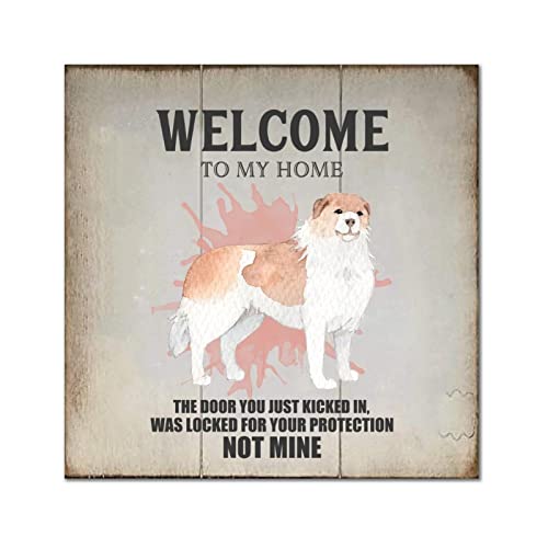 Plaque murale bois Welcome Doberman pour personnaliser votre entrée de maison