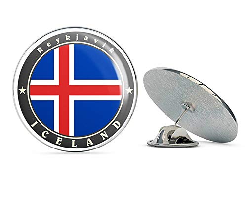 Reykjavik Iceland Flag Round Metal 0.75