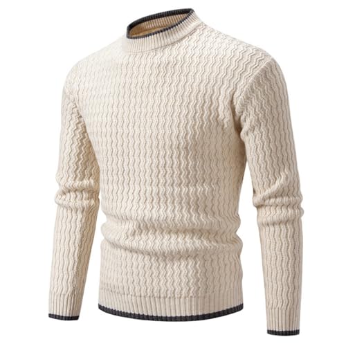 Cárdigan chaqueta de punto hombre abrigo ligero beige suéter cuello clásico invierno XXXL