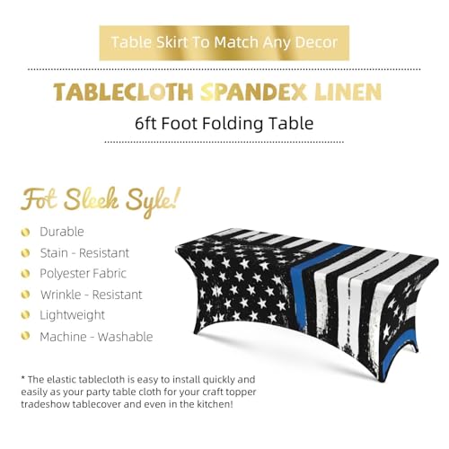 Housse de table extensible élasthanne bleu rétro drapeau USA - 6