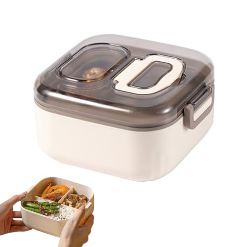 NEFLUM Contenitori per il pranzo adatti al microonde - Contenitori per pranzo al sacco per bambini da 850 ml a 3 scomparti con forchetta e cucchiaio,Contenitori per il pranzo con maniglia incorporata