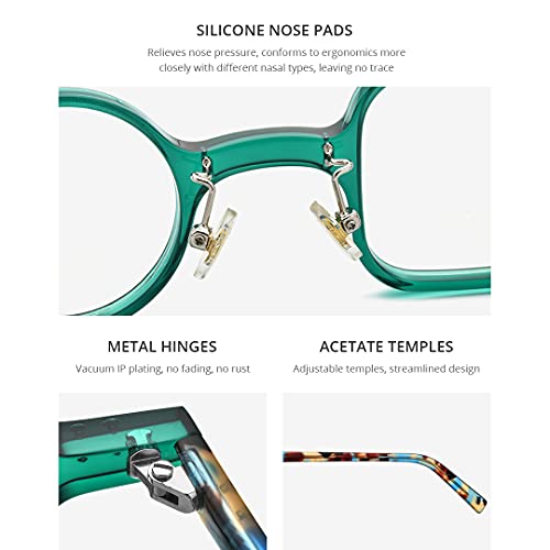 Hepidem Acetate Glasses Frame Men,Left Square Right Round Vintage Retro Optical Eyeglasses thumb #1
