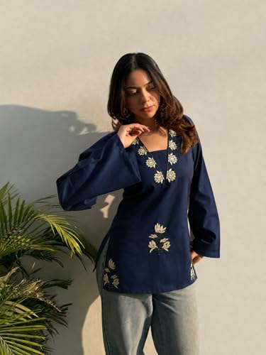 Image of ANNI Designer Cotton Short Kurti for Women | Stylish Kurti | Short Kurti Top | Casual Kurta for Women | Comfortable Cotton Kurtis for Womens