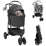 INLIFE Faltbarer Haustierwagen Verstellbar Schwarz 78 x 54 x 101 cm,Tier- & Haustierbedarf,Haustierbedarf,Pet-Stroller,Schwarz,9.02 KG,42012440