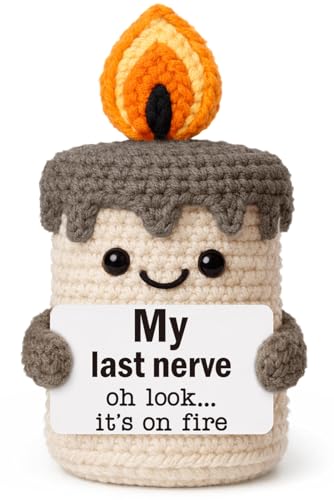 YUEYUQIU Funny Mini Candle Birthday Gifts for Women - Self Care Relaxation Gag Gifts for Best Friend Boss Coworker Sister Mom Handmade Crochet Candle My Last Nerve Gift for Her - Funny Office Decor
