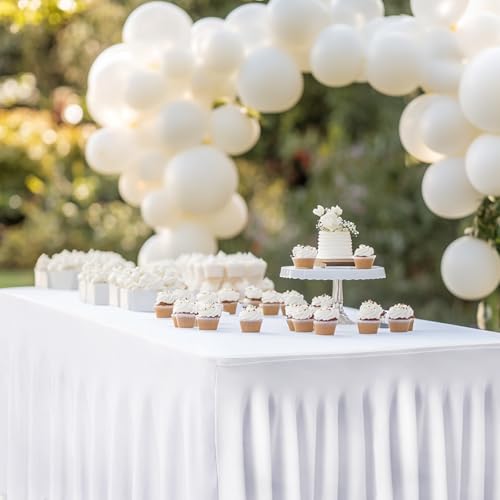 Fixwal Table Skirt, White Table Cloths for Rectangle Tables, Desk Skirt for 6 Foot Tables, White Spandex Table Covers for Folding Table - Image 3