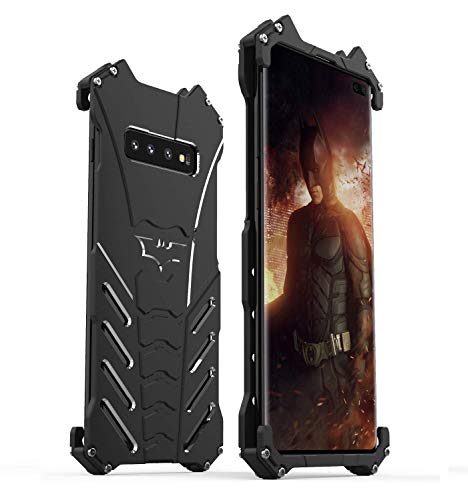HikerClub Galaxy S10 Plus Metal Case, Batman Shape Aluminum Alloy Shell Armor Military Grade Defender Heavy Duty Sturdy Frame Edge Shockproof Case with Bat Stand for Galaxy S10 Plus