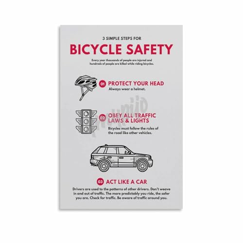 Bicycle Safety Rules Poster Helmet Laws Educational Guide (2) Canvas