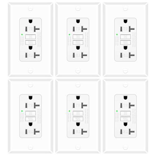 6 Pack 20A GFCI Outlet Tamper-Resistant Self-Test, ETL Listed White