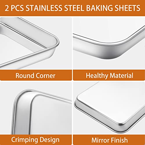 Baking Sheet With Silicone Mat Set Of 4 [2 Sheets + 2 Mats], Deedro Stainless Steel Cookie Sheet Baking Pan With Silicone Baking Mat, 10 X 8 X 1 Inch, Non Toxic, Heavy Duty, Easy Clean #TOP2