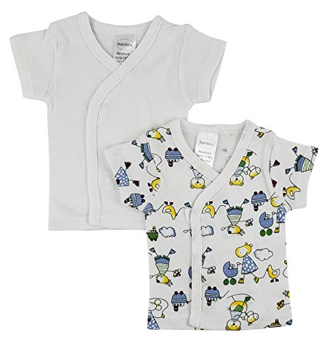 bambini White Side Snap Short Sleeve Shirt - 2 Pack