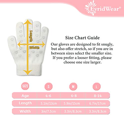 Image of Evridwear Kids Winter Gloves,3 Pairs Knit Warm Stretch Gripper Children Magic Glove for Boys Girls 4-14 Years