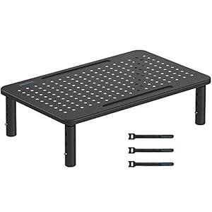 BONTEC Monitorstandaard Verhoger, 3 in Hoogte Verstelbare Monitorstandaard voor Bureau, Computermonitorverhoger met Mesh…