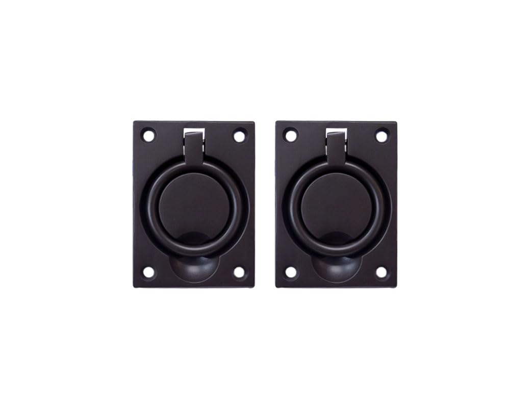 QCAA Solid Brass Large Heavy Rectangular Recessed Flush Ring Pull, 3-5/16"x 2-7/16", US10B ORB Oil-Rubbed Bronze, Made in Taiwan, 2 Pack — image 1