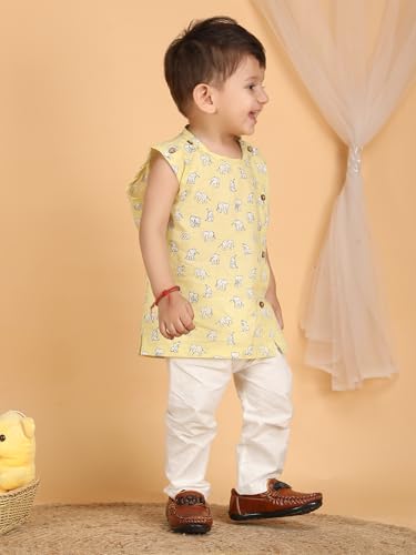 Image of POLKA TOTS Pure Cotton New Born Dress | Ultra-Soft, Breathable & Lightweight Sleeveless Jhabla Pant Set for Baby Boys & Girls | Baby Summer Clothes | Traditional Jabla & Pyjama Set for Newborns
