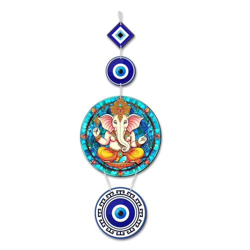 Regalo Casila Lord Ganesha Wooden Wall Hanging - Indian Home Decor, Handmade Wooden Ganesh Ji Artwork for Wall Decoration, Perfect for Diwali or Housewarming Gift - 18 X 6.5 inch