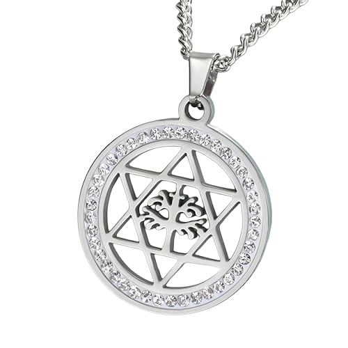 Collier Étoile de David anti-allergie argent 925 pendentif hexagramme creux brillant