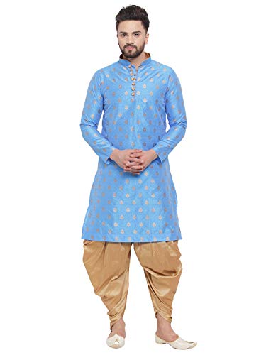 Image of Larwa Men's Cotton Silk Kurta And Salwar Dhoti Set