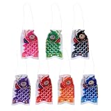 Happyyami 7Pcs Mini Japanese Carp Windsock Streamer Fish Flag Kite Koinobori Hanging Ornaments for Japanese Sushi Bar Izakaya Room Outdoor Yard Decoration 15cm