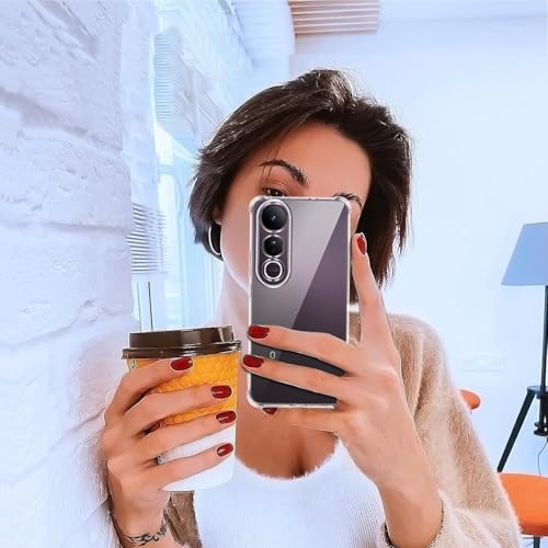 Image of Lustree Compatible with vivo V50 Lite 5G Back Cover| Clear + TPU Case with 4 Corner Air Cushion Protection & Camera Protection | Slim& Stylus Cover for vivo V50 Lite 5G
