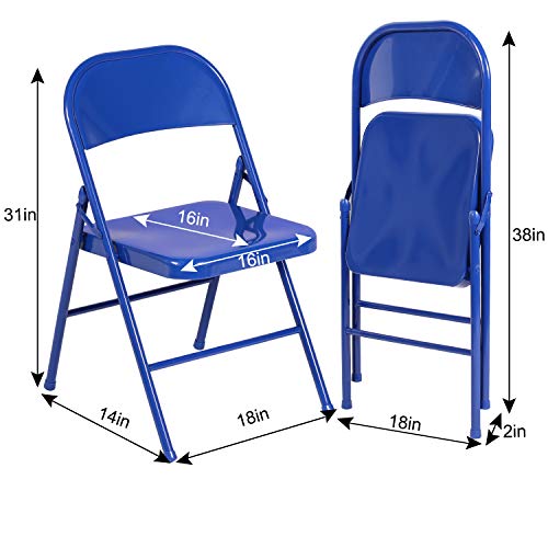 Vecelo C02-BLUE-A4 Metal Folding Chairs 7 Pack thumb #2