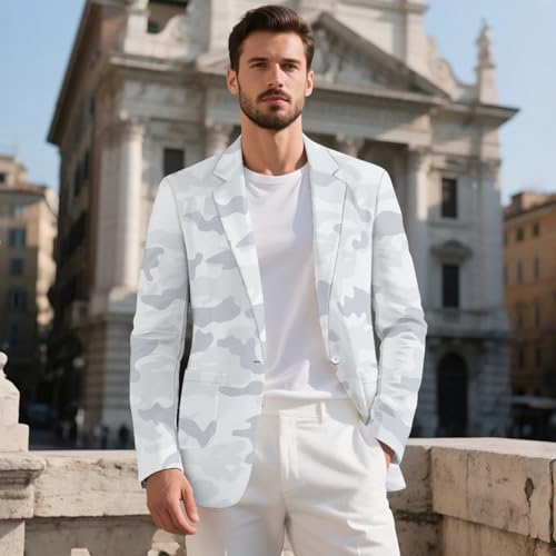 HUGS IDEA Camouflage Mens Blazer Jacket Lightweight Slim Fit Sport Coat Casual Suit Blazer2