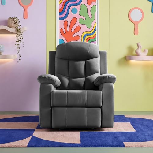Image of Sleepyhead RX5 Ultra Designed by Duroflex - Single Seater Velvet Fabric Manual Recliner |3-Position Comfort |Zig Zag Spring, Solid Wood Frame |Ergonomic High-Back Lumbar Support - Monument Grey