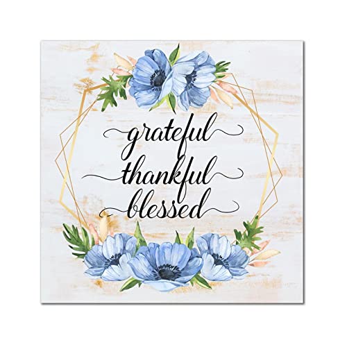Plaque en bois Grateful Thankful Blessed pour célébrer le bonheur au quotidien chez soi
