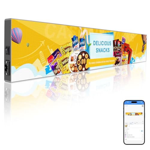 Image of LEDLightsWorld P1.86 LED Digital Signage Bar Display, 37.8 inch x 6.3 inch Full Color Programmable Scrolling LED Message Board with App Control, Commercial Advertising Screen for Store Windows, Retail Shops, Restaurants