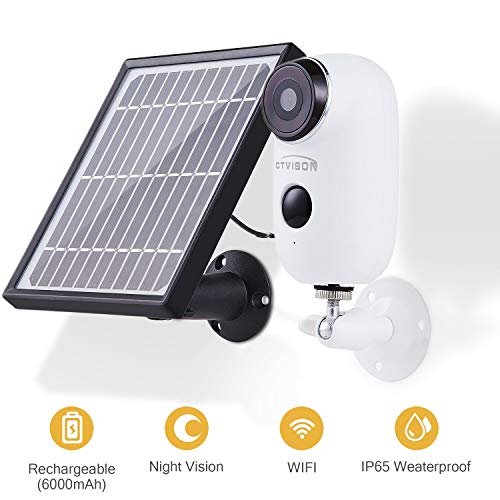 Preisvergleich Produktbild CTVISON 1080p HD Wireless Wiederaufladbares Solarbetriebenes Überwachungskamera System für den Innen- und Außenbereich mit 2-Wege-Audio- / Nachtsicht- / PIR-Bewegungssensor- / Cloud-Service