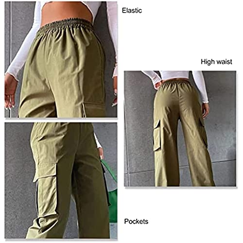 Calças Esportivas De Tamanho Grande Casual Com Bolsos De Tracksuit, Cintura Alta Leve Para Externo (
