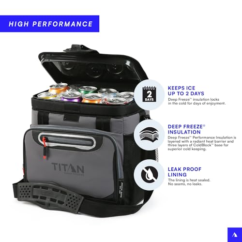Arctic Zone Titan Zipperless Cooler - 16 Can Hardbody Cooler with Deep Freeze Insulation and SmartShelf - Sharkskin Gray