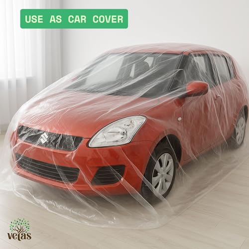 Image of VETAS Multipurpose Polythene Dust Cover & Paint Protection Sheet 12x21 Ft | Waterproof Sheet for Furniture, AC, Fridge, Floor, Car, Bike, Plants & Outdoor Use