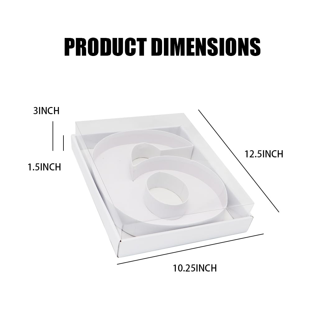 WENPACK Scatola regalo decorativa in cartapesta a forma di lettera, 31,8 cm, riempibile, per caramelle e caramelle con coperchio trasparente (bianco, 9)