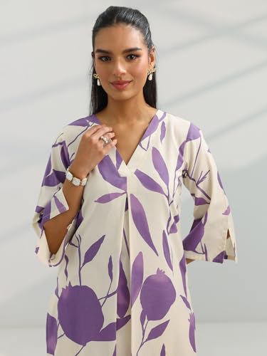 Image of Libas Womens Printed Cotton Straight Kurta With Trousers | daily wear suit