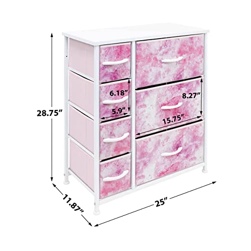Sorbus Dresser Organizer,For Kids - Boys & Girls Bedroom Organization, Baby Dresser - Clothing Organizer, Storage Drawers For Toys - Steel Frame, Wood Top, Fabric, (7-Drawer, Pastel Tie-Dye Pink) #TOP2