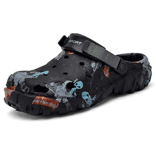 Men Slip On Garden Clogs: Classic Summers - Outdoor Fashions Beach Sandals Black 45